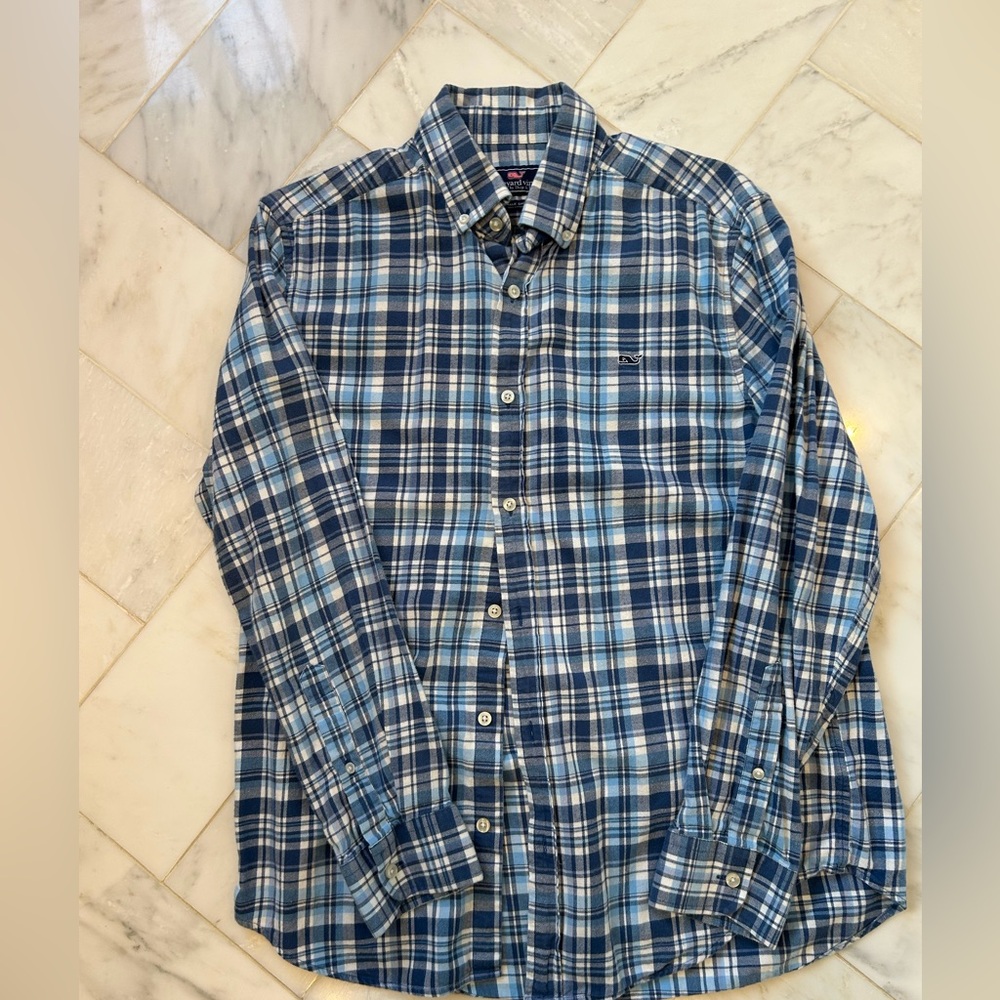 Vineyard VinesMen's Blue Plaid Button-Down Shirt - Flannel